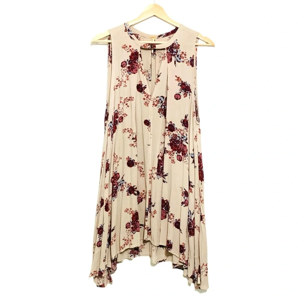 Free People Washed Stone Purple ’Tree Swing’ Floral Tunic Dress Women’s Small